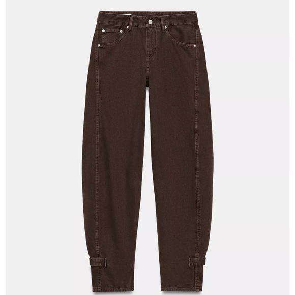 Zara Denim - Brand New With Tags Brown High-Waisted Barrel Jeans